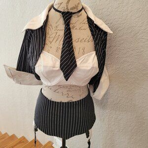 Cosplay Gangster Costume with Garters and Accessories